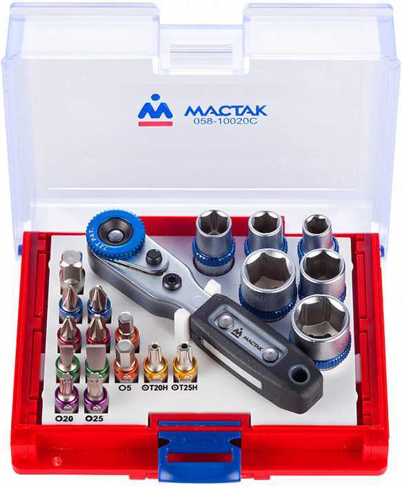 Набор вставок (бит) 1/4", TORX, HEX, PZ, PH, SLOT, 20 предметов МАСТАК 058-10020C Наборы торцевых насадок и вставок (бит) фото, изображение